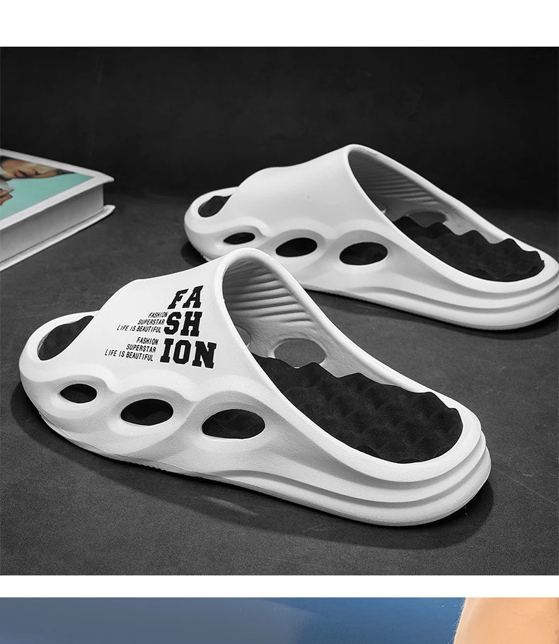 Men Fashion Massage Slippers Indoor/Outdoor Sandals Beach Flip Flop Thick Sole Male Slides Summer Non-Slip Men Shower Slippers