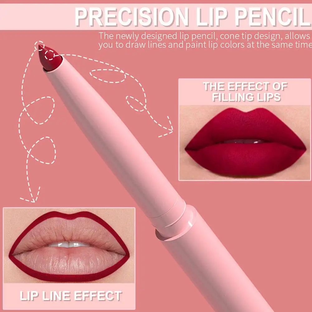 6Pcs Velvet Matte Lip Liner Pencil Set High Pigment Smooth Silky Texture Easy to Color & Define Lip Contours Daily Lip Makeup