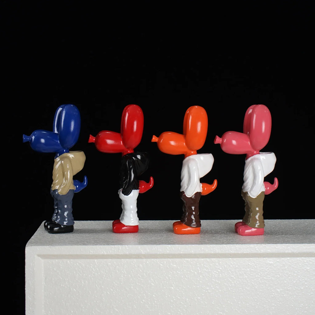 NORTHUEINS 18cm Resin Balloon Dog Sculptures Statue Street Culture Figurine Creative Animal Dolls Home Desktop Decor Accessories
