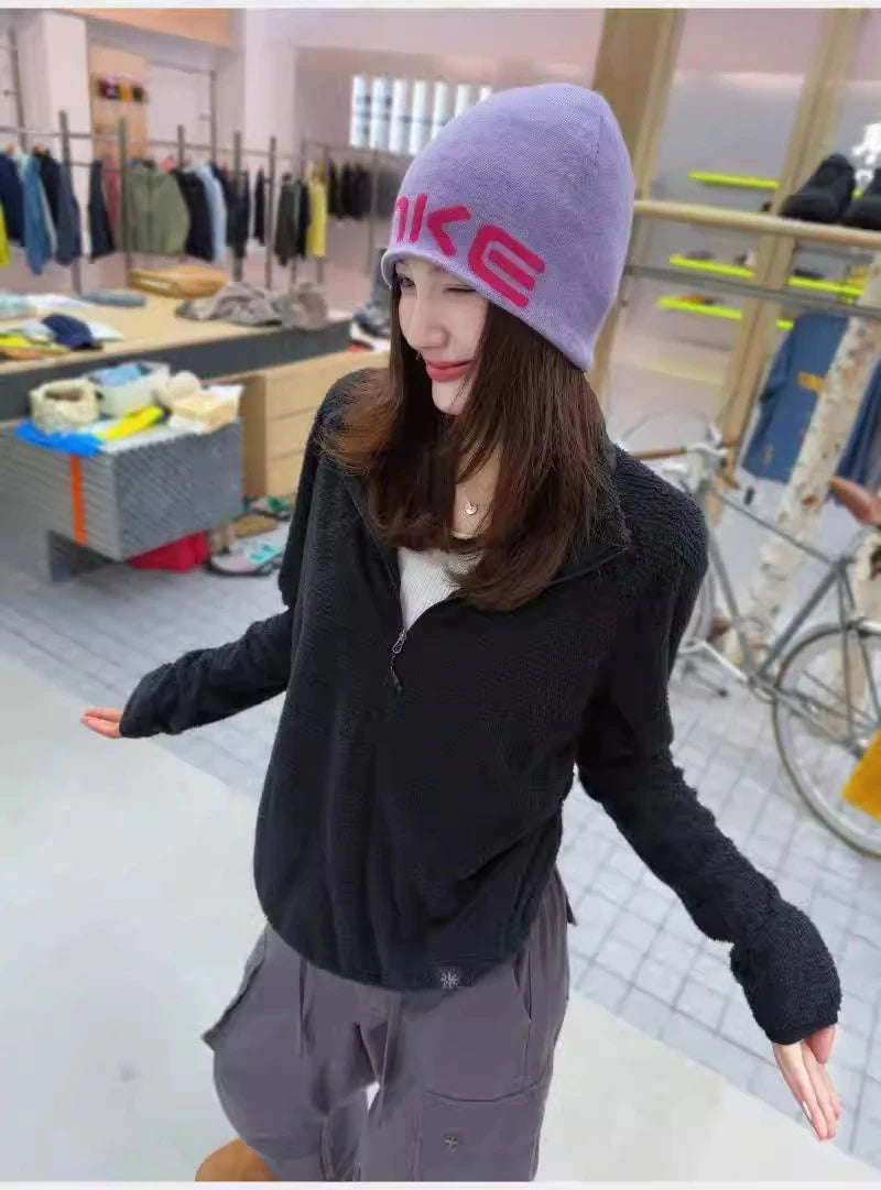 Women's Half-Zip Stand Collar Sweatshirt, Versatile Air Fleece Base Layer for Outdoor Camping, Hiking, Cycling