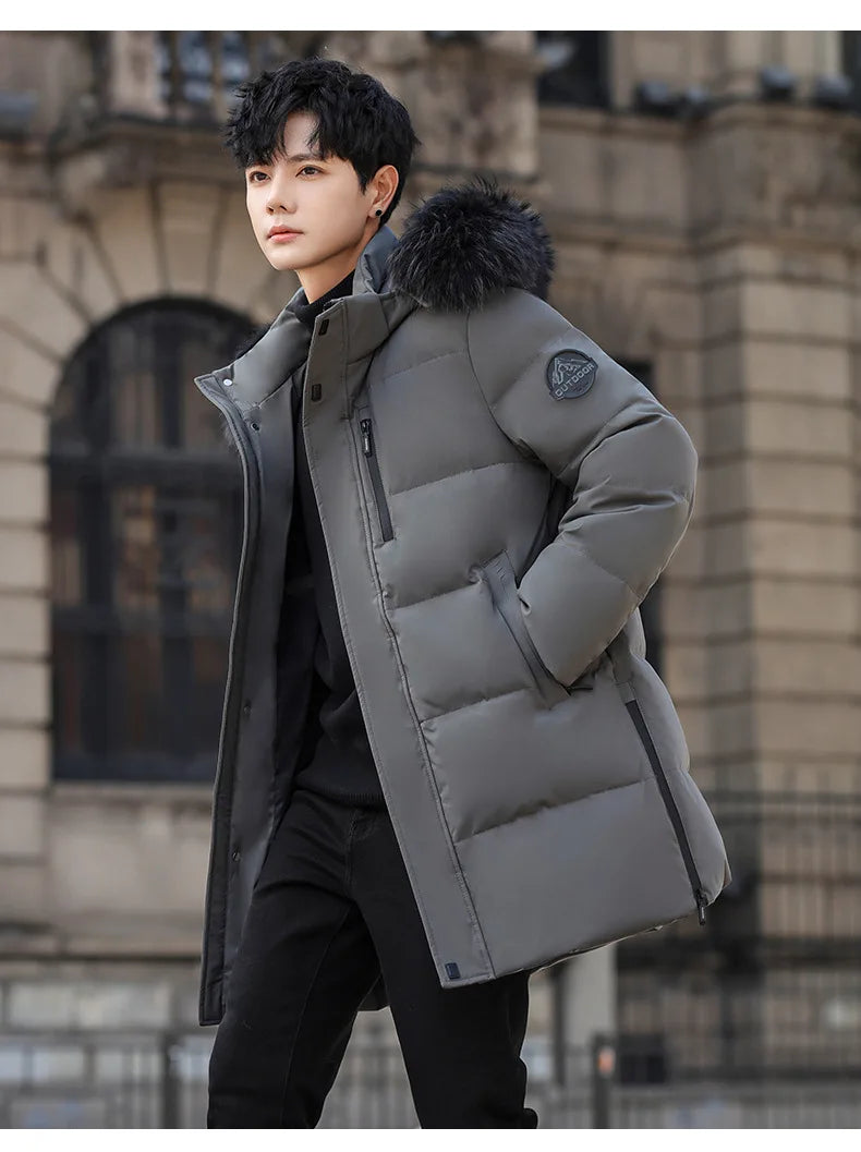 High Brand White Goose Down Jacket Coat Parka Men's Clothing Winter Padded Puffer Jackets Luxury Hooded Padding Outerwear HWY309
