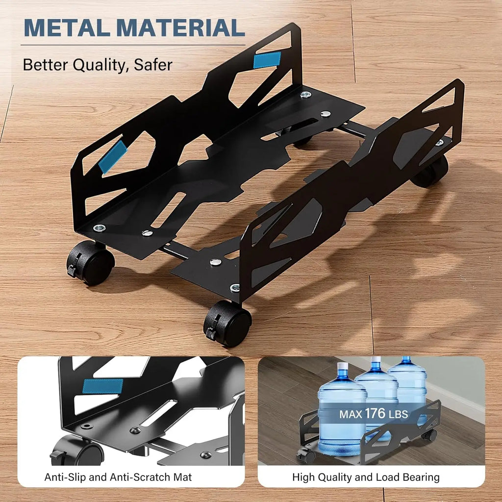 Double Layer PC Tower Stand, Mobile CPU Case Base with Universal Wheels, Heightening Storage Support Bracket for Computer Host