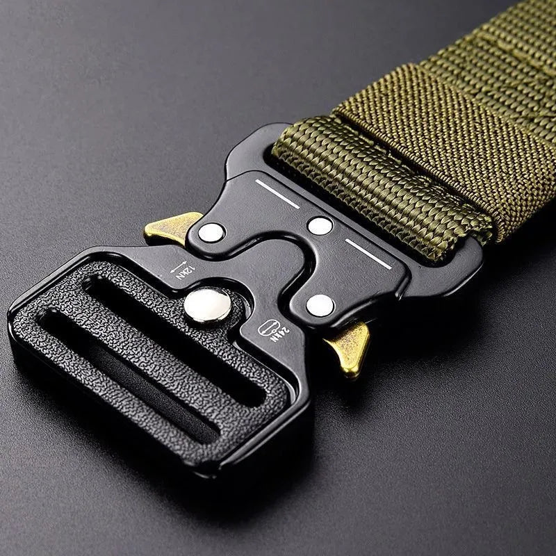 Tactical Quick Release Belt Military Style Nylon Waistband Durable Breathable Adjustable Outdoor Hiking Work Casual Belt for Men