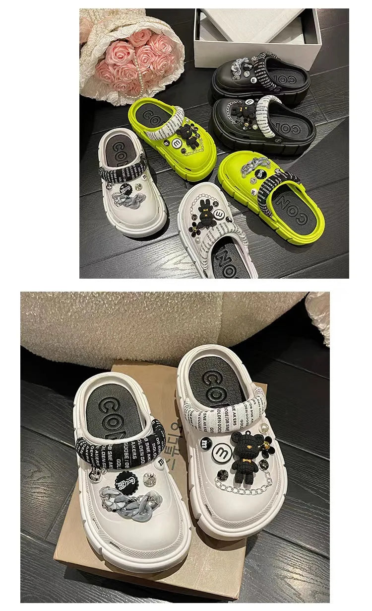Fashion Charms Clogs New Arrival Thick Sole Outdoor Women Slippers High Quality Summer Beach Sandals For Girls