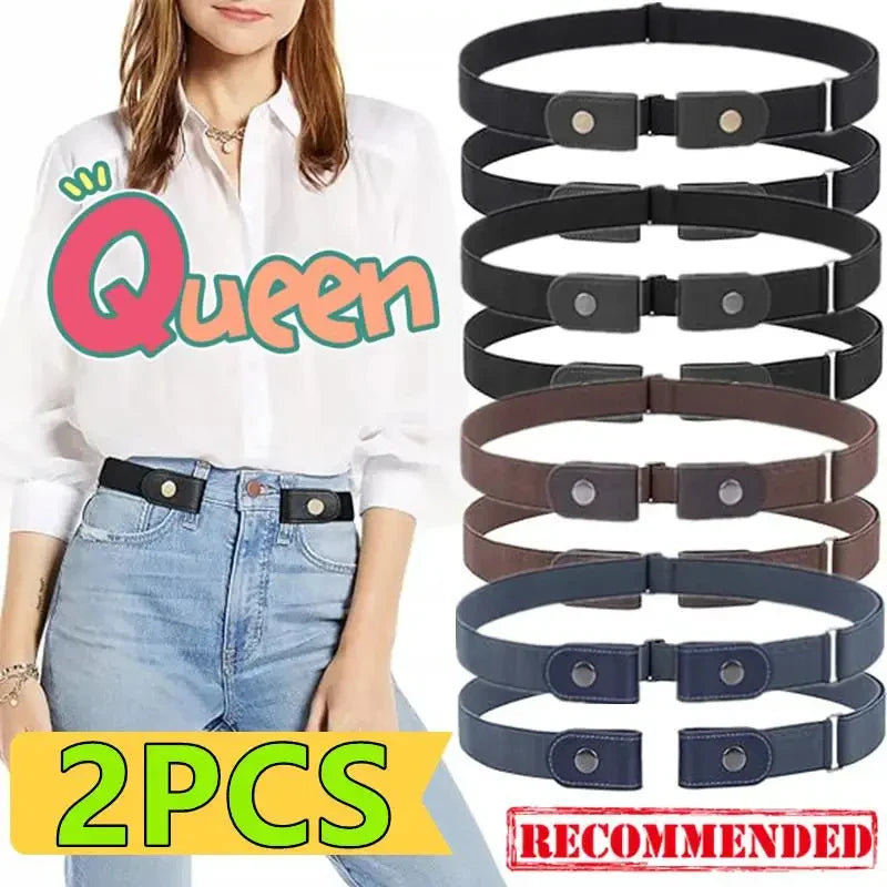 Buckle-Free Invisible Elastic Belt Adjustable Stretch Waist Band for Women Men Jean Pants Dress No Buckle Easy to Wear
