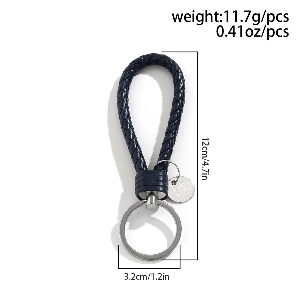 2Pcs/Set PU Leather Braided Woven Rope Keychain DIY Bag Pendant Key Chain Holder Key Car Trinket Keyring Men Women Gift Jewelry