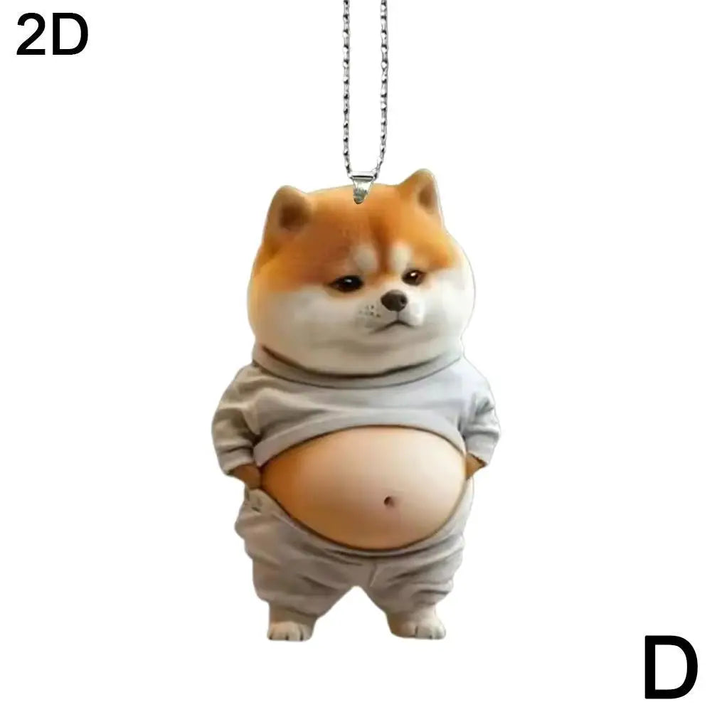 Car Cat-Shaped Pendant Realistic Animal Rearview Car Decor Interior Mirror Hanging Keychain Ornament Home Decor Accessories