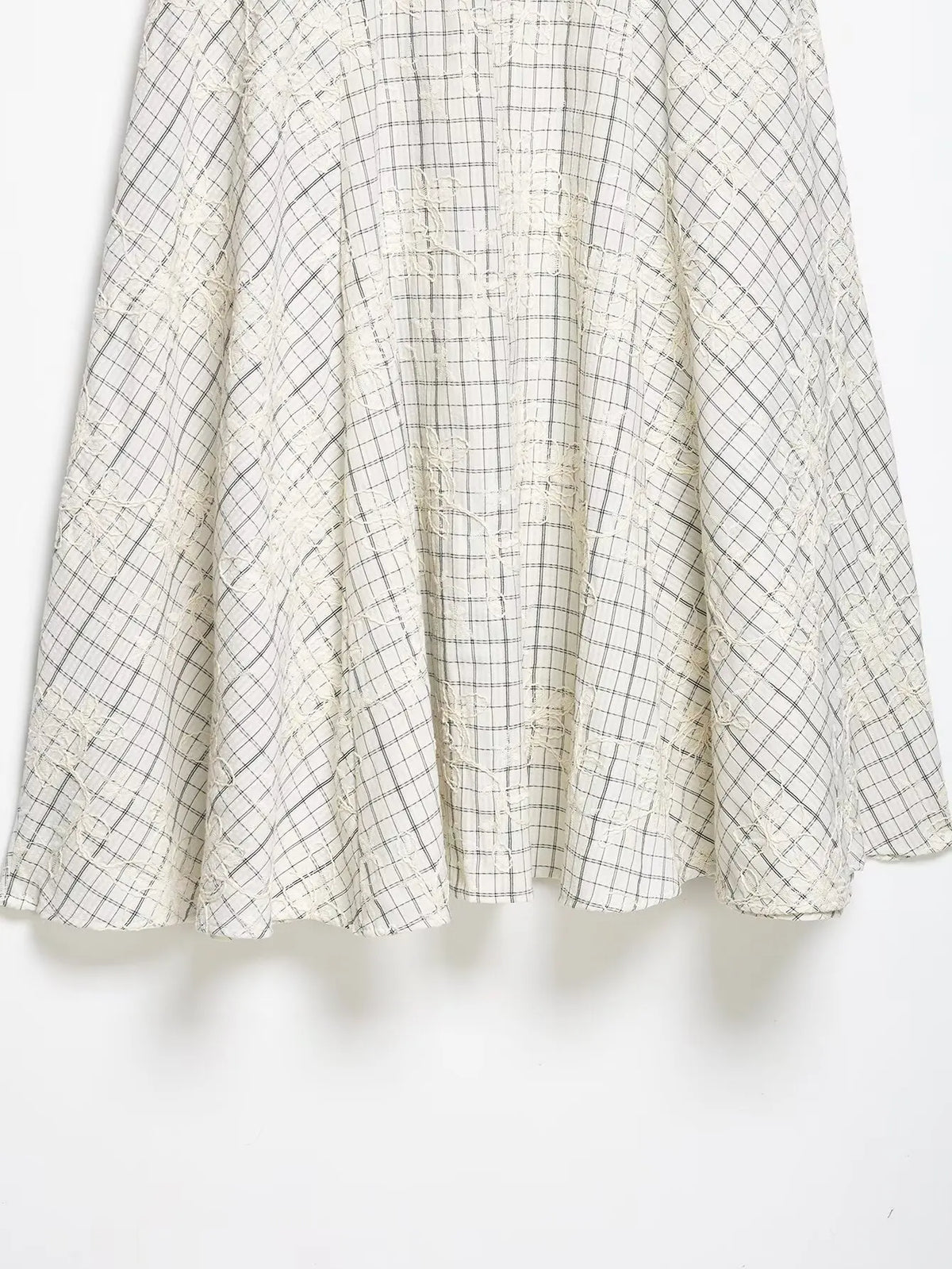 KONDALA Chic Embroidery Plaid Skirt Set Women Trendy 2026 Spring Summer Holidays Casual Set Puff Sleeve Shirts, A-Line Skirts