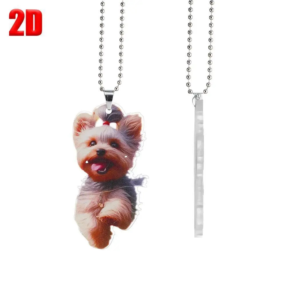 Auto Yorkshire Terrier Dog Acrylic Pendant Versatile Charm Cute Puppy Keychain Car Mirrors Backpacks Home, Festive Party Decor