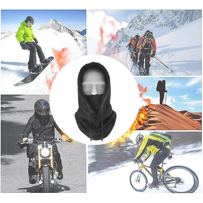 Thermal Fleece Balaclava Hat Hooded Neck Warmer Cycling Face Mask Outdoor Winter Skiing Sport Face Mask Men Cycling Masked Caps