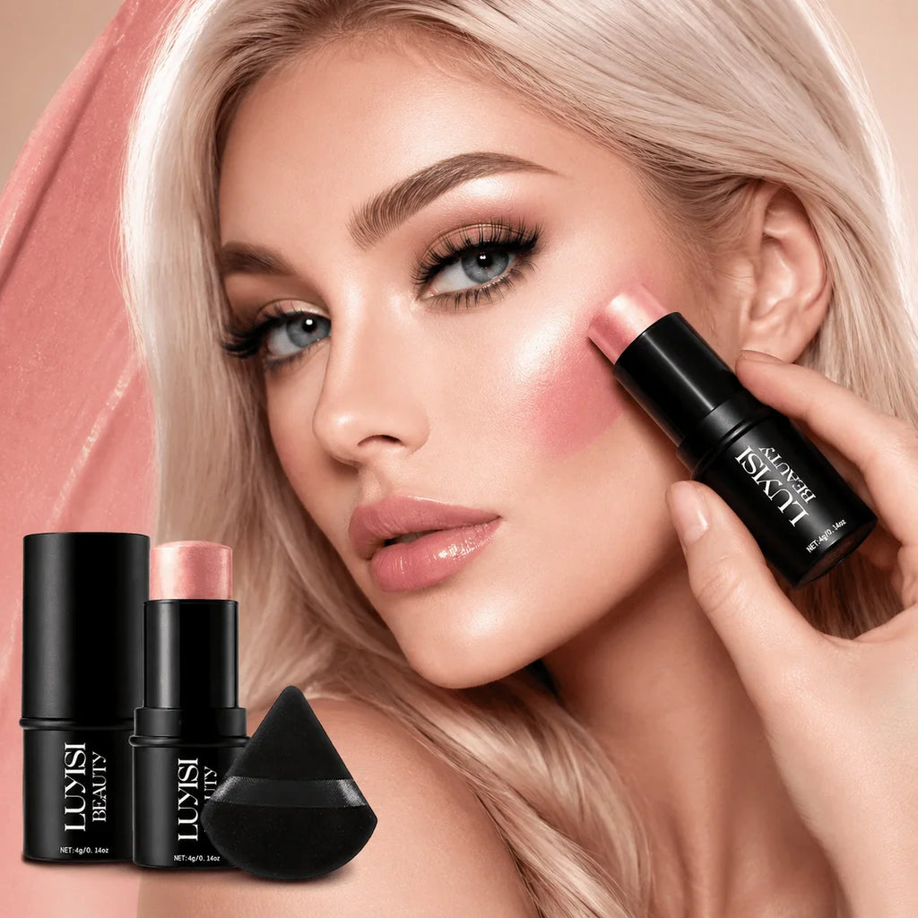 1PC Soft Rosy Color Blush Stick,Creamy Face Makeup,Waterproof,Natural Radiant Glow Finish, Lightweight Cheek,For Daily Makeup,