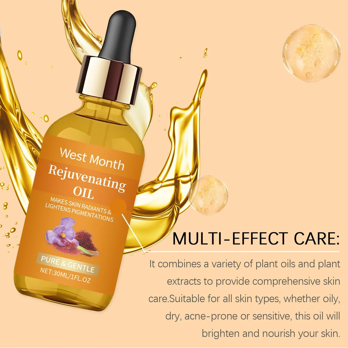 Saffron Serum Anti Wrinkle Lifting Firm Moisturize Smooth Soften Increasing Skin Elasticity Prevent Dryness Facial Essential Oil