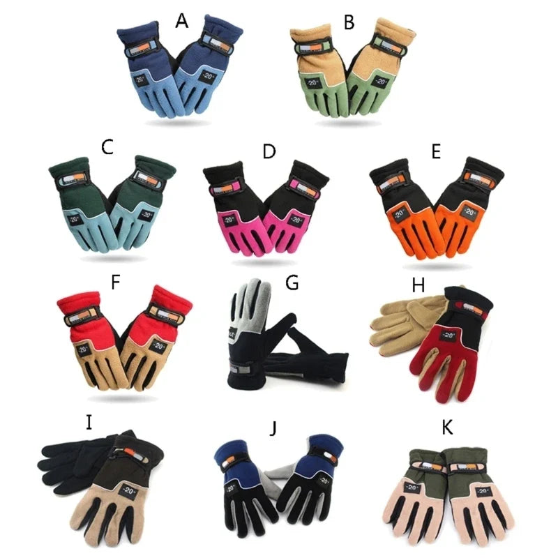 A70F Winter Warm Thermal Motorcycle Gloves Fleece Mittens For Women Men Snow Sports Hiking Back Windproof Lightweight
