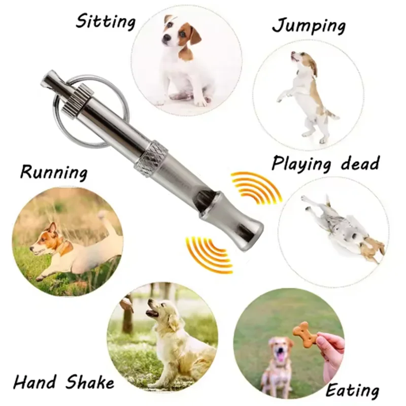 Dog Training Device Ultrasonic High-Frequency Sound Adjustable Dogs Whistle Stainless Steel Durable Pet Training Dog Whistle