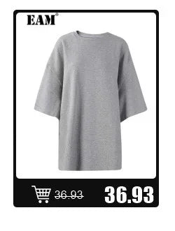 [EAM] Loose Fit Black Asymmetrical Big Size Sweatshirt New Turtleneck Long Sleeve Women Big Size Fashion Tide Spring 2026 OA869