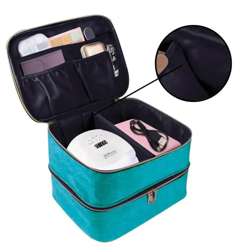 Nail polish storage device Handheld double-layer beauty storage device Handbag for girls and women Nail art, essential oil