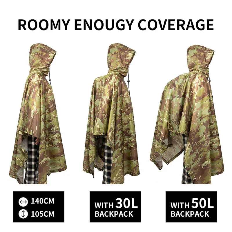 Man Military Impermeable Zipper Camo Raincoat Waterproof Rain Coat Men Raincoat Women Awning The Rain Motorcycle Rain Poncho