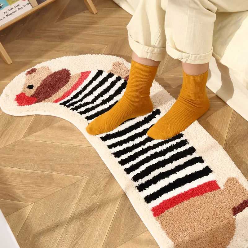 Long Tufting Dog Bedroom Mat Soft Cartoon Animal Carpet Bathroom Rug Living Area Floor Pad Doormat Aesthetic Home Room Decor