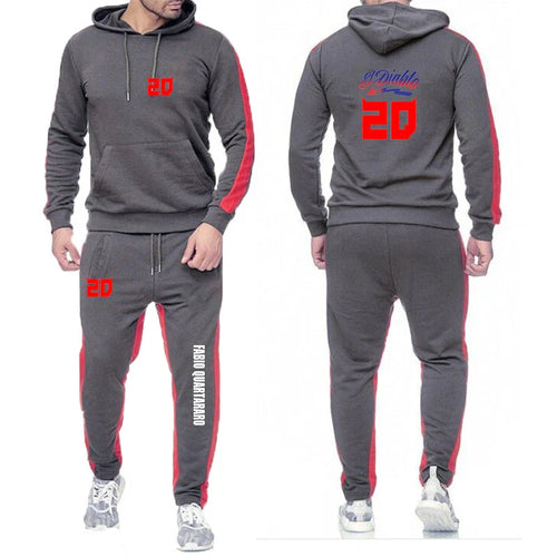 2025 Spring Autumn FABIO QUARTARARO WITH SIGNATURE Printed Sports High Quality Sets Men's Pocket Hooded Hoodies+Sweatpants Suits
