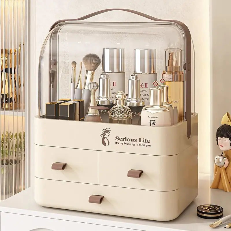 Cosmetics Storage Box Desktop Dustproof Makeup Vanity Large Capacity Premium Skincare Organizer Lipstick Storage Rack