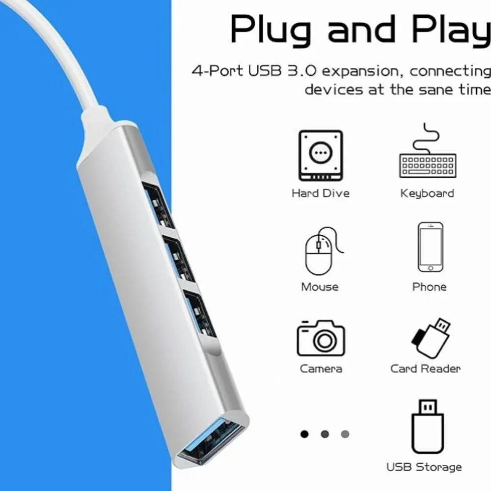 4-Port Multi-Splitter Type C Hub USB Adapter OTG for Xiaomi Lenovo MacBook 13 15 Air pro PC - Computer Accessories