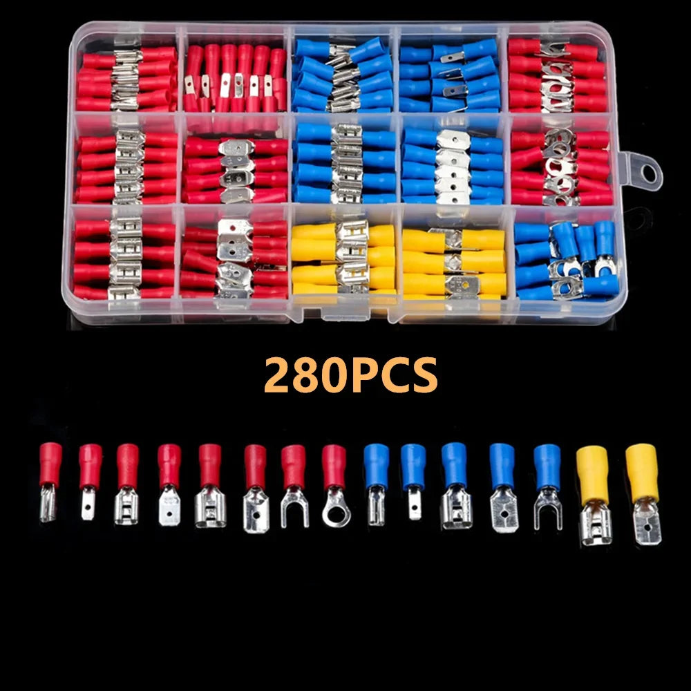 102/280/300/480PCS Wire Connector Kit Male Female Insulated Terminals Cold Crimp Terminals Assorted Crimp Terminals Spade