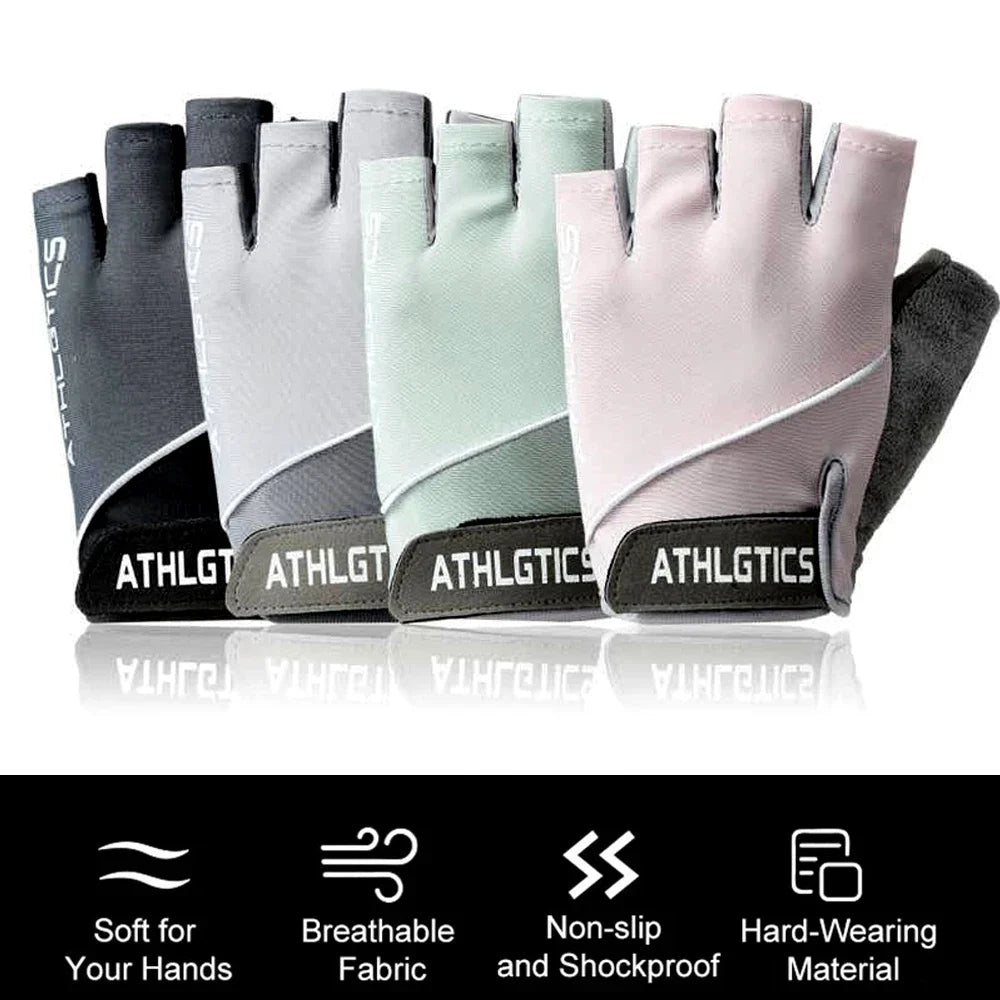 1Pair Breathable Cycling Gloves Workout Gym Gloves for Men Women Weight Lifting Fingerless Gloves Training Exercise Fitness
