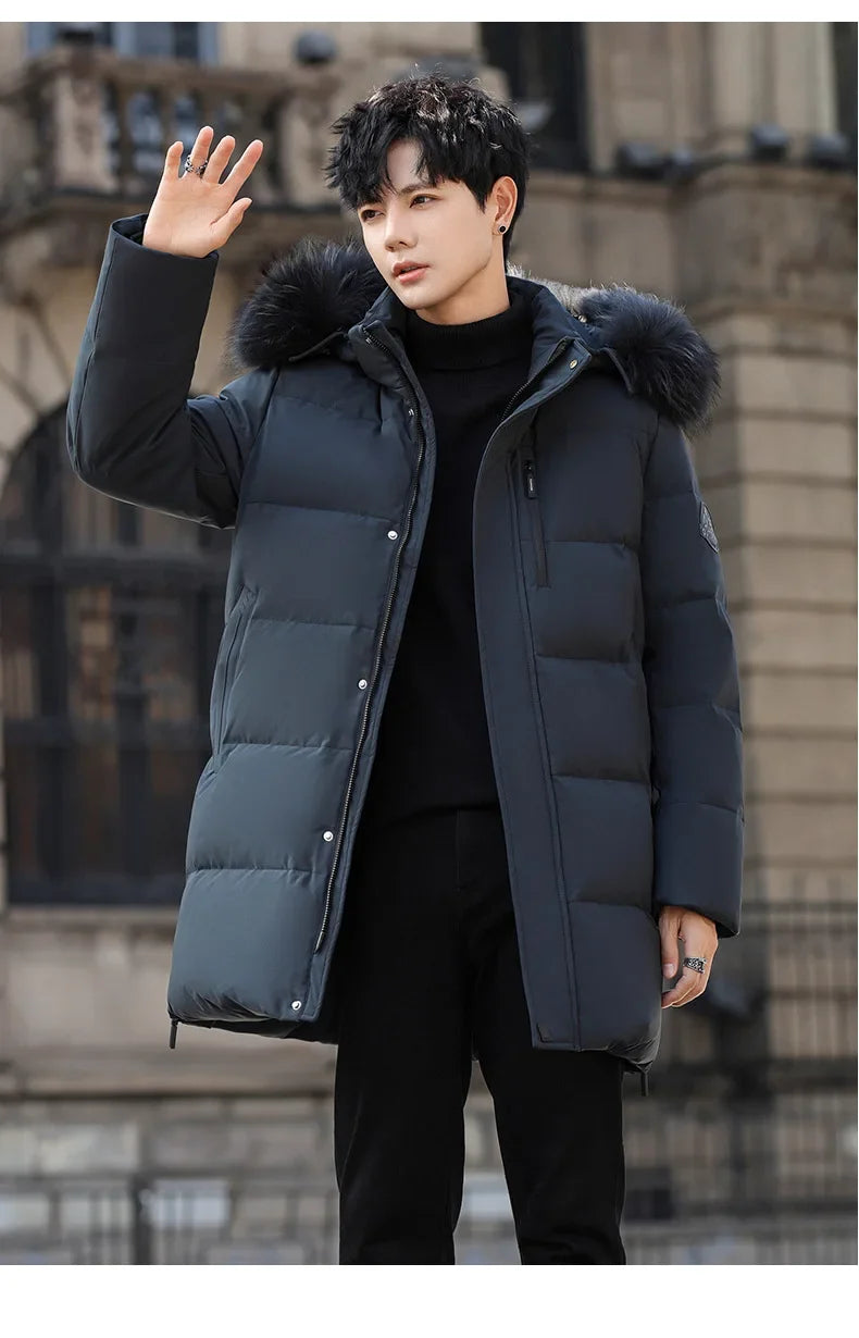 High Brand White Goose Down Jacket Coat Parka Men's Clothing Winter Padded Puffer Jackets Luxury Hooded Padding Outerwear HWY309