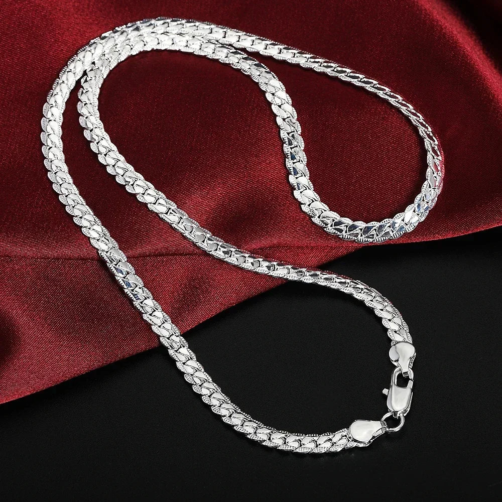 New 20-60cm Silver Color Plated Luxury Brand Design Noble 6mm Necklace Chain For Woman Men Fashion Wedding Engagement Jewelry