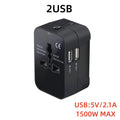 International Travel Plug Adapter EU US UK AU to Universal AC Power Converter Socket with 2 USB Ports Safety Shutter Locking