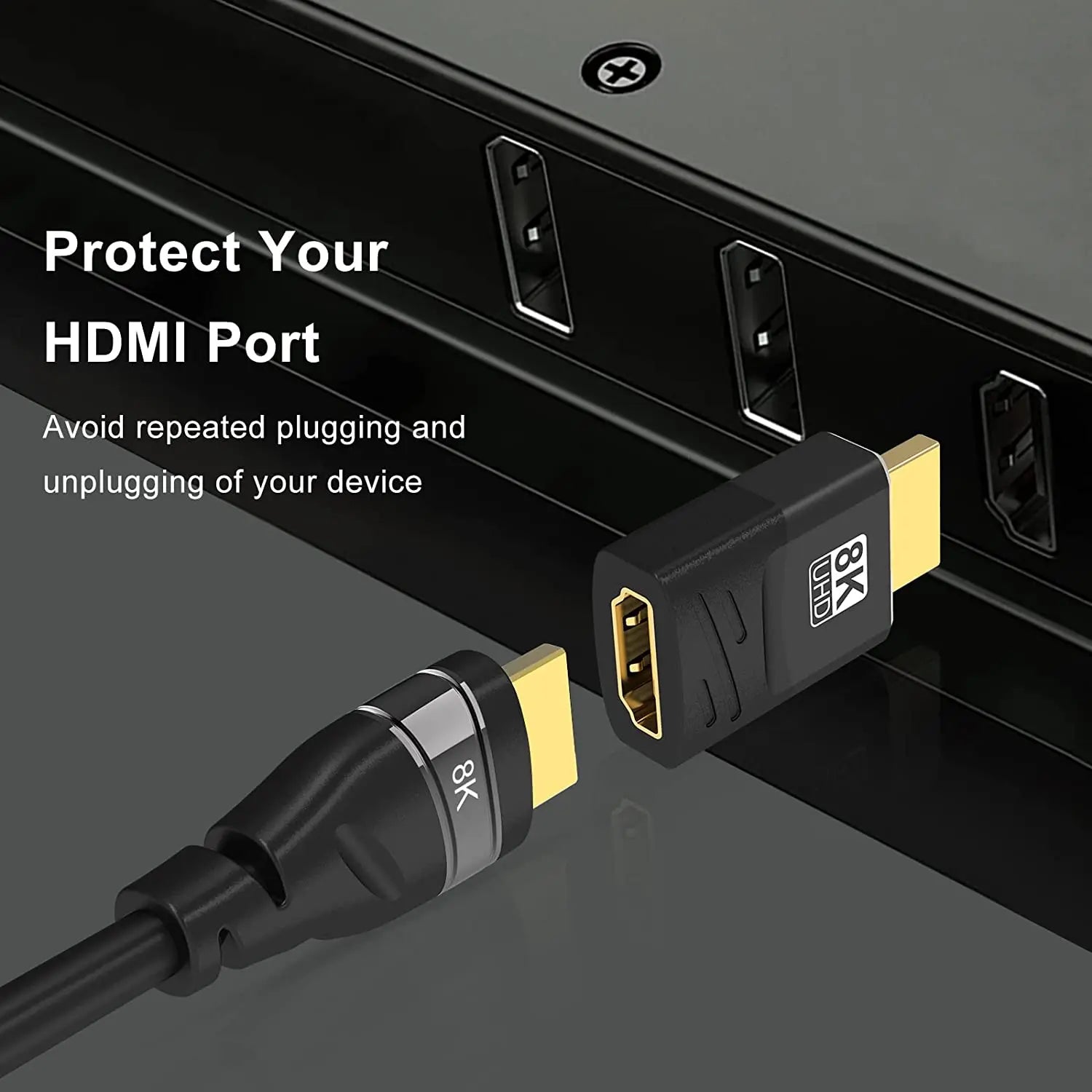 MIZIQIER 8K HDMI 2.1 Adapter 90 270 Degree Male to Female, 8k60Hz 4k120Hz,48Gbps,Compatible PS5/4, HDTV, Roku, TV Stick, PC