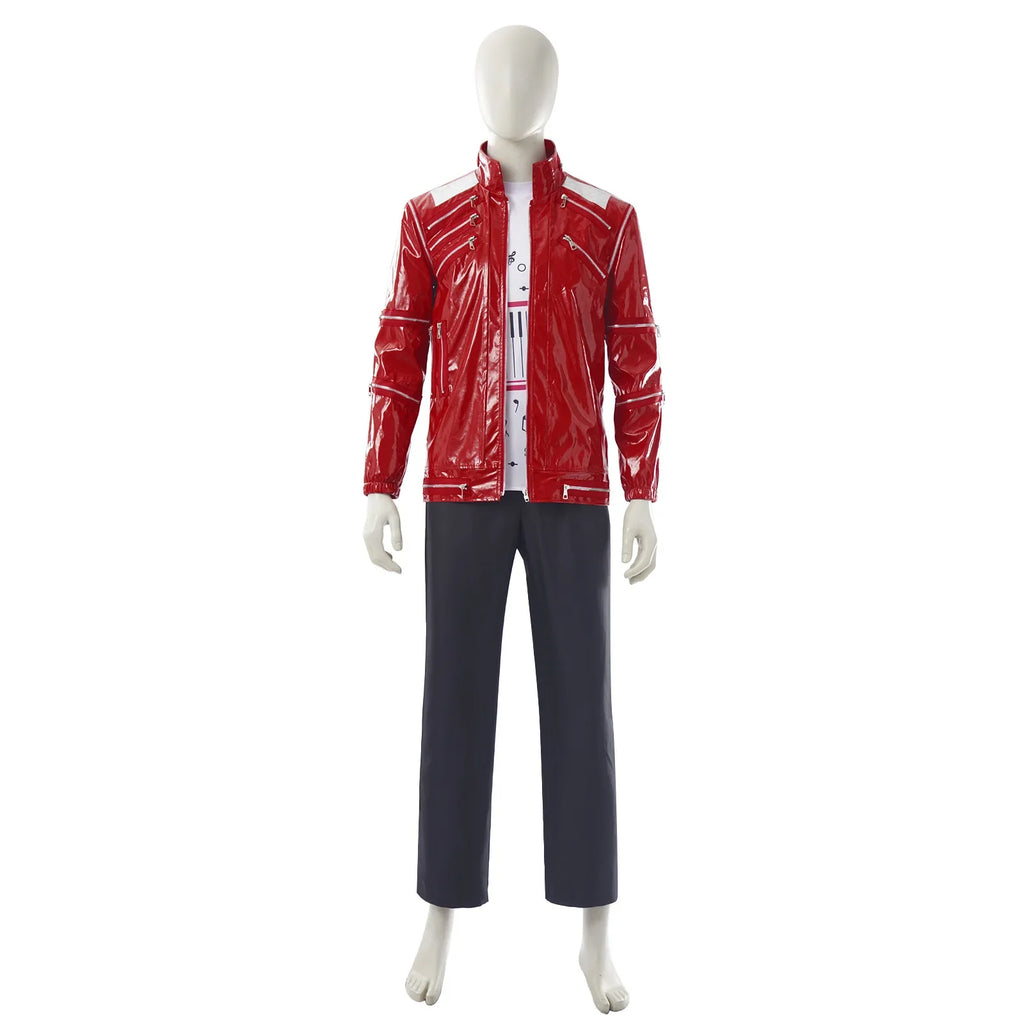 Red Zipper Michael Jackson MJ Beat It Jacket for Impersonators PU Leather Punk Casual Coat Halloween Stage Christmas Outwear