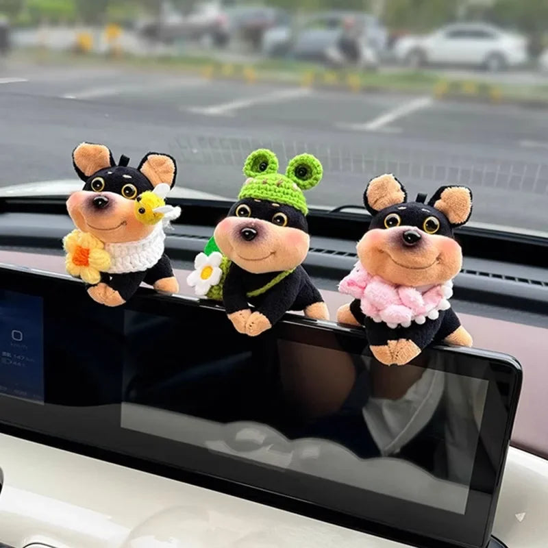 New Car Decor Kawaii Bee Dog Doll Cars Central Control Screen Display Ornaments Screen Decoration Car Interior DecorAccessories