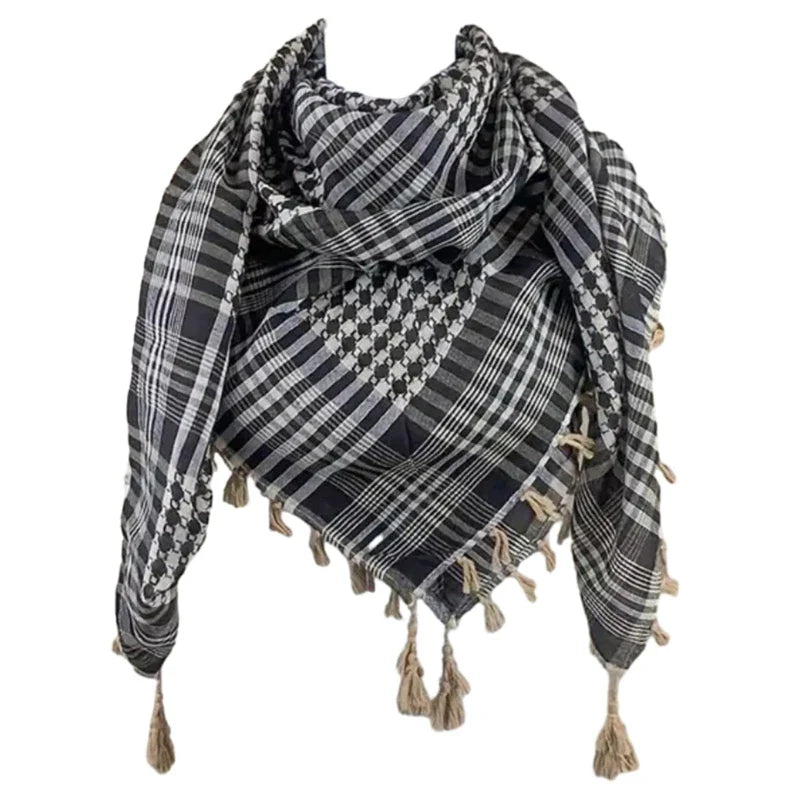 Breathable Shemagh Tacticals Desert Scarf Wrap Winter Shawl Neck Warmer Cover Head Wrap Windproof Tassels Scarf