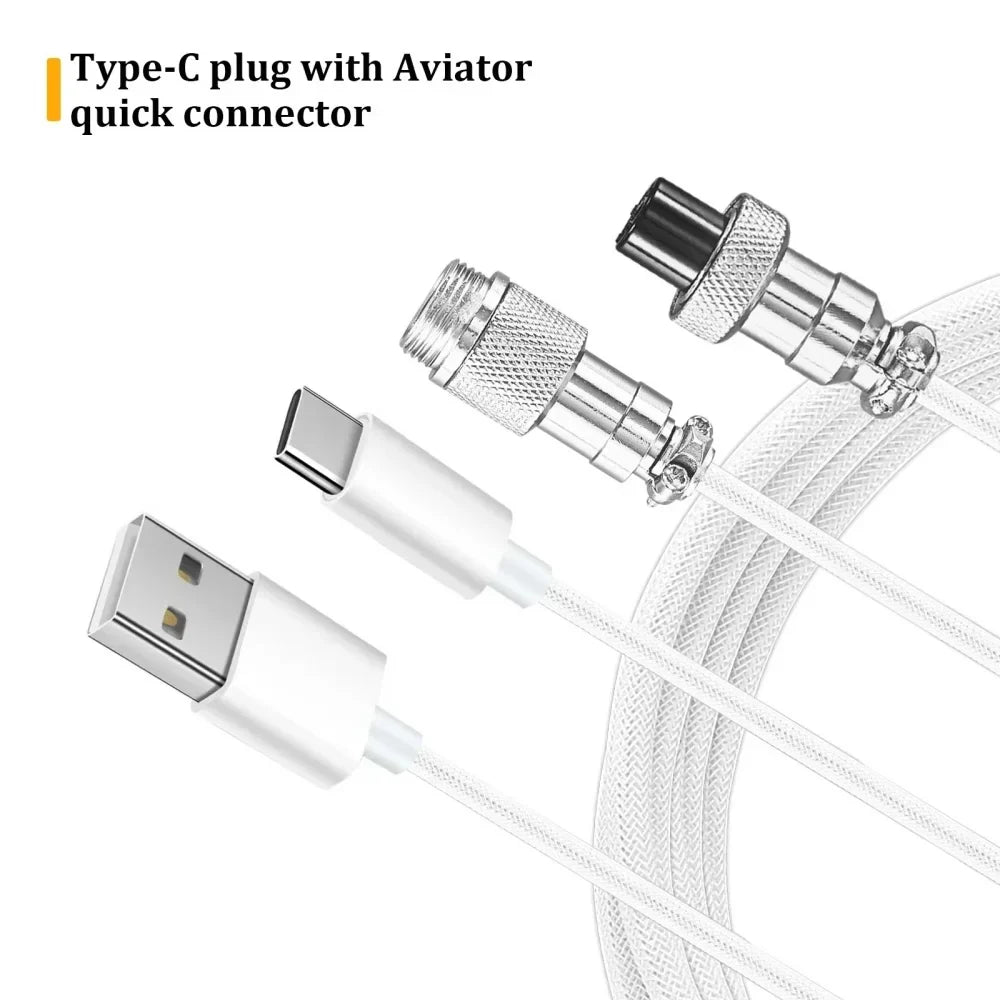 7 Colors USB Type C Mechanical Keyboard Coiled Cable USB Mechanical Keyboard Aviator Desktop PC Computer Aviation Connector Cord