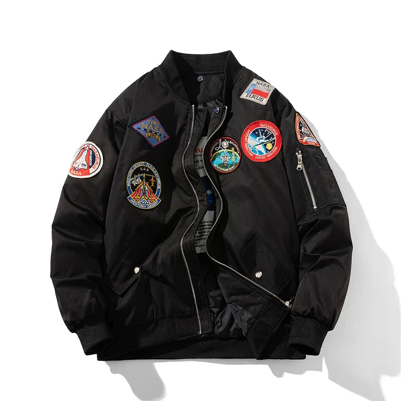 Autumn Winter Vintage Bomber Jacket Man Pilot Jacket Mens Military Letter American Thicken Coat Hooded Parkas Streetwear