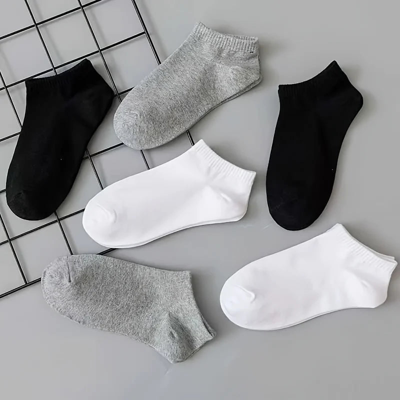 3/5/10PC Unisex Casual Plain Color Boat Socks Thin Breathable Comfy Anti Odor Sweat-absorbing Low Cut Ankle Socks For Men Women