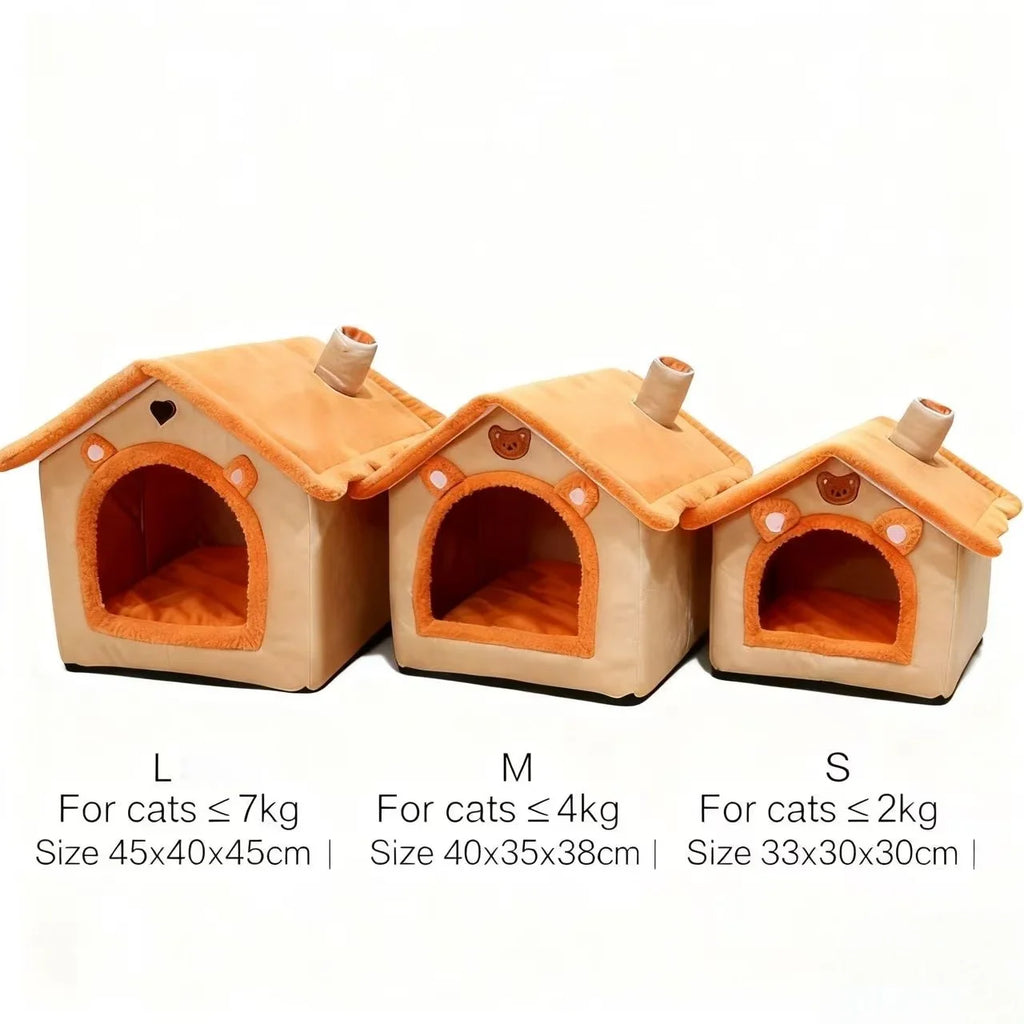 House Style Pet Bed for Small Dogs & Cats - All Season Removable Washable Dog House Winter Warm Teddy Bed Pet Supplies