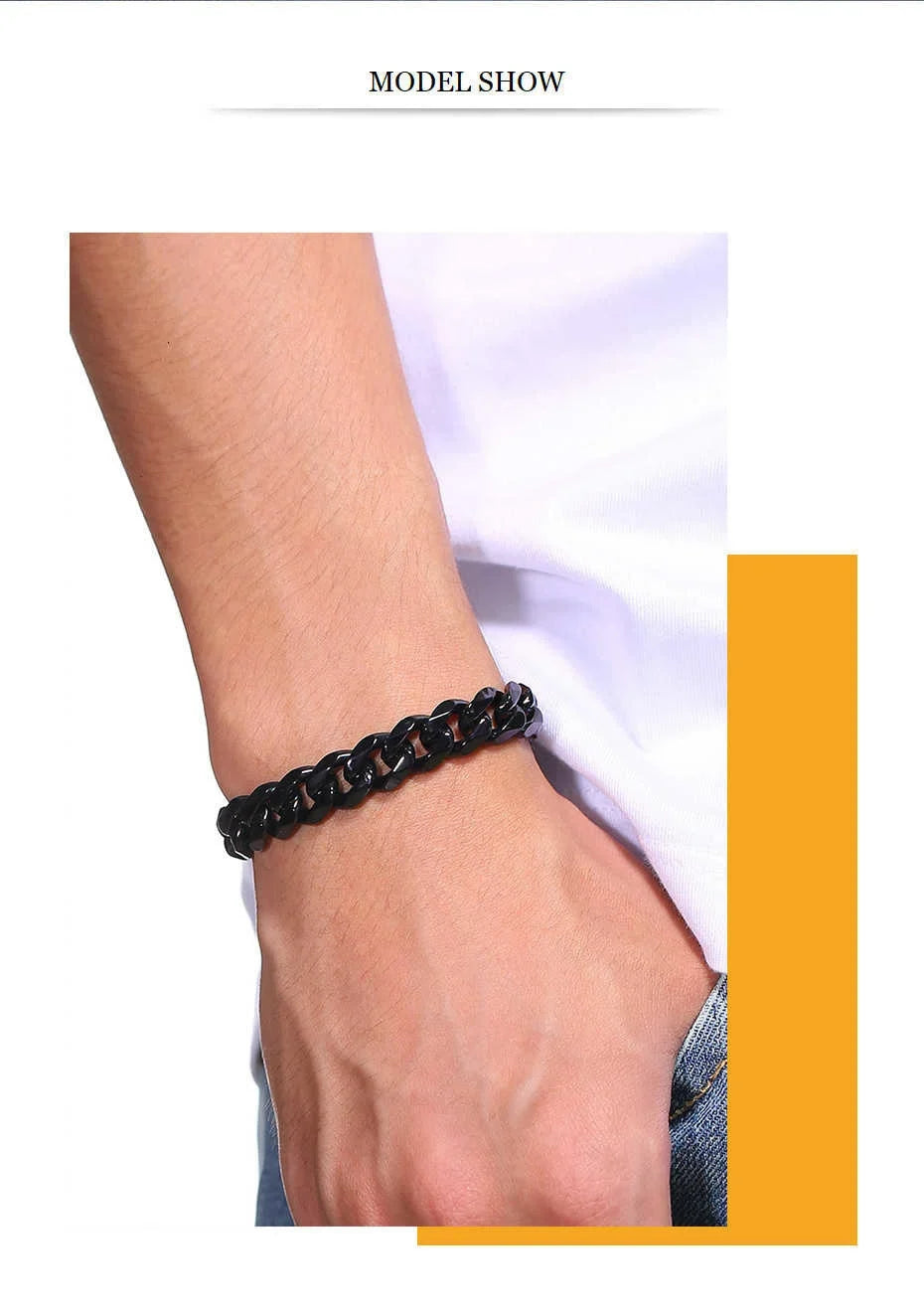 Vnox Mens Simple 3-11mm Stainless Steel Curb Cuban Link Chain Bracelets for Women Unisex Wrist Jewelry Gifts