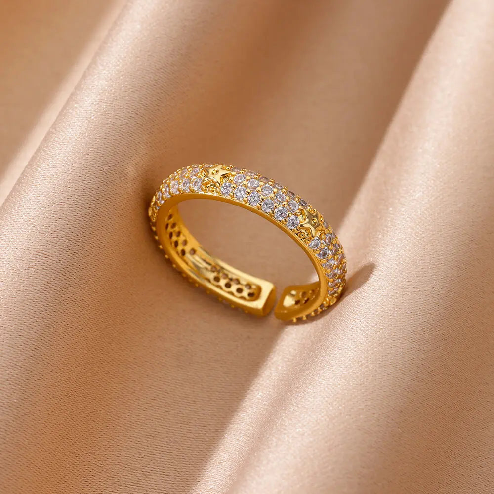 Zircon Geometric Heart Rings For Women Stainless Steel Gold Color Wedding Ring Luxury Aesthetic Jewlery Couple Gift 2026
