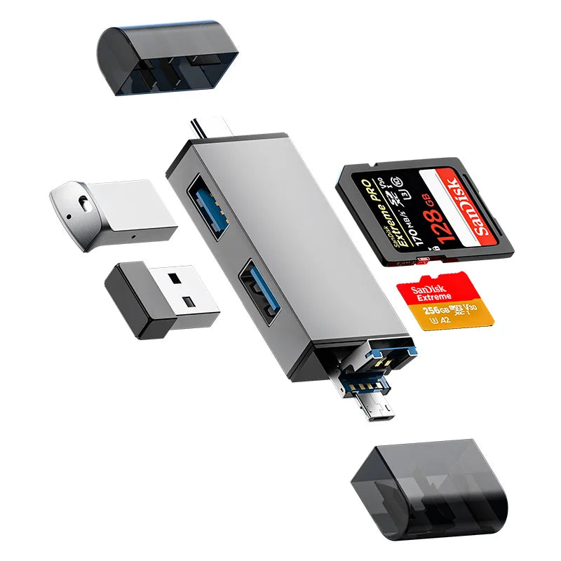 7 In 1 Multifunction Usb 3.0 Card Reader Micro TF SD Card Memory Reader USB Flash Drive Type C Card Adapter OTG