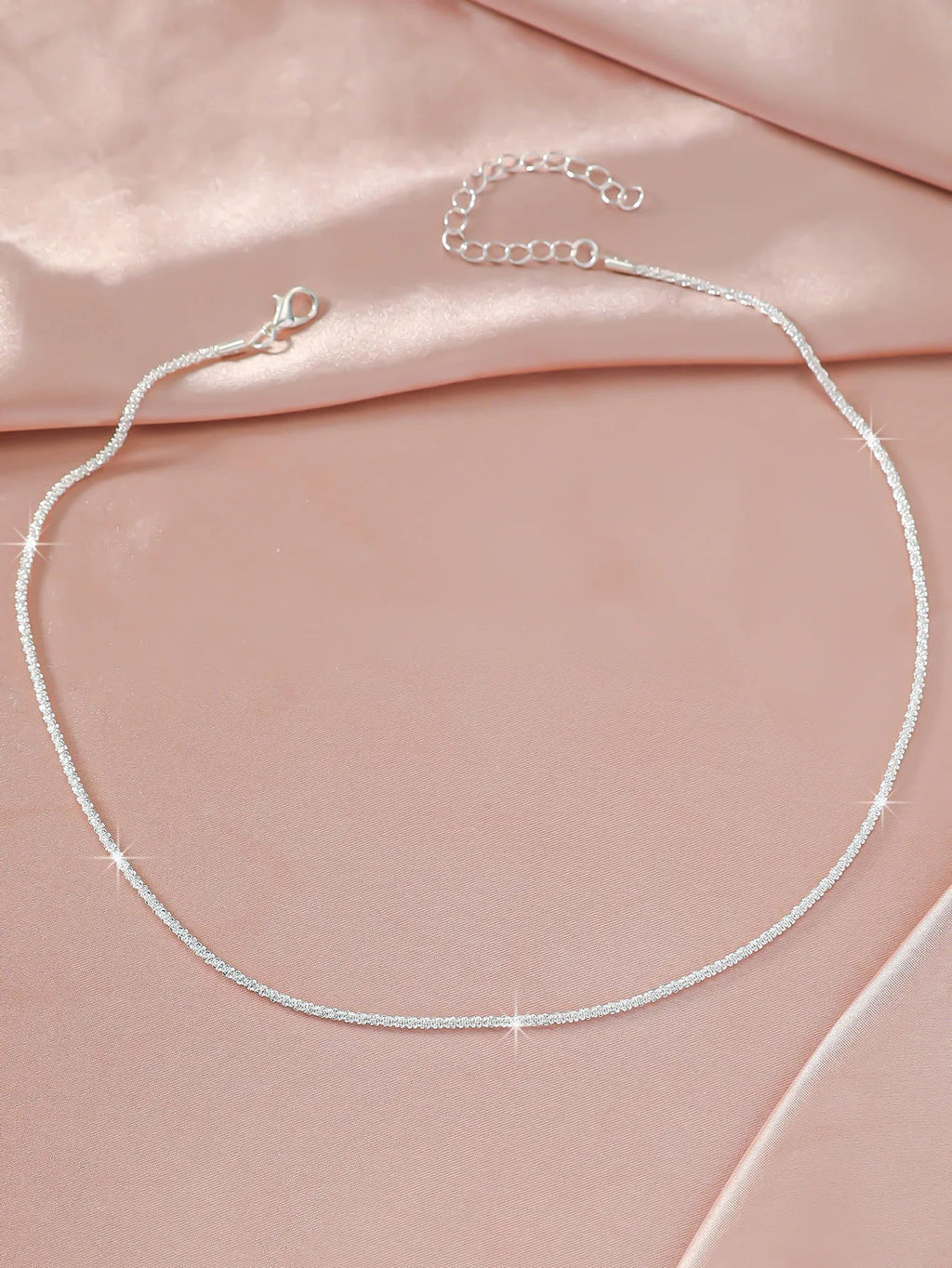 Fashion Simple Sparkling Necklace For Women Silver Color Clavicle Chain Choker Necklace Female Korean Wedding Party Jewelry Gift