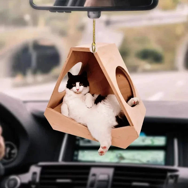 2D Cute Cat Puppy Car Hanging Cament Kitten Dog Simulation Model Creative Car Interior Decor Animal Acrylic Pendant Kid Toy Gift
