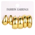 3 Pairs of Fashionable and Simple C-shaped Bean Water Droplet Women's Earring Set, Creative and Luxurious Jewelry Gift