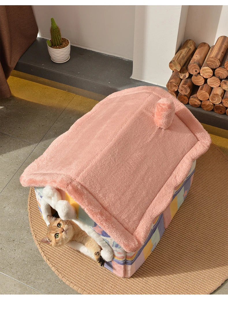 Foldable Dog House Kennel Bed Mat For Small Medium Dogs Cats Winter Warm Cat Bed Nest Pet Products Basket Pets Puppy Cave Sofa