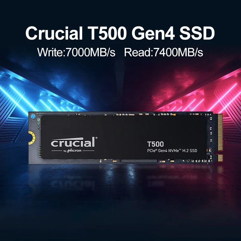 Crucial T500 1TB PCIe Gen4 NVMe M.2 SSD 7300MB/s High Speed Gaming Drive,Fit PS5 Laptop PC,OEM Original CT1000T500SSD8