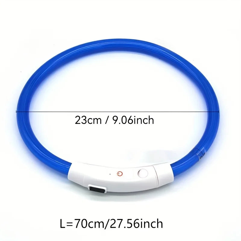 Pet Dog LED Light Collar Luminous Anti-Lost Dog Collar USB Rechargeable Dog Necklace Collar