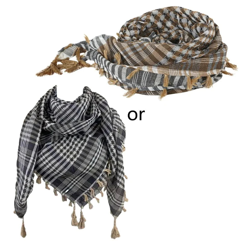 Breathable Shemagh Tacticals Desert Scarf Wrap Winter Shawl Neck Warmer Cover Head Wrap Windproof Tassels Scarf