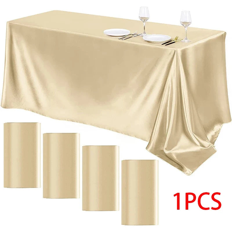 Rectangle Wedding Satin LargeTablecloth Bright Smooth Silk Table Cover Christmas Anniversary Dining Party high-end Table Decor