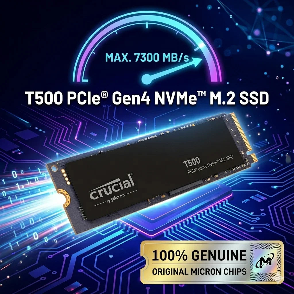 Crucial T500 1TB PCIe Gen4 NVMe M.2 SSD 7300MB/s High Speed Gaming Drive,Fit PS5 Laptop PC,OEM Original CT1000T500SSD8